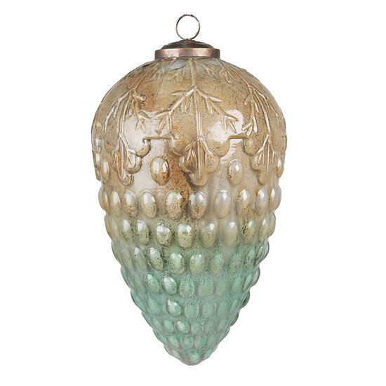 Clayre & Eef | Kerstbal XL Turquoise ø 11x20 cm | 6GL4046