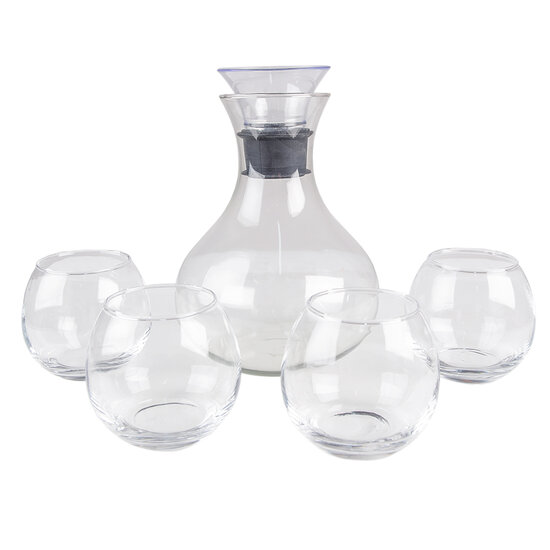 Clayre & Eef | Karaf set 5 dlg Transparant 1740 ml / 375 ml | 6GL4186