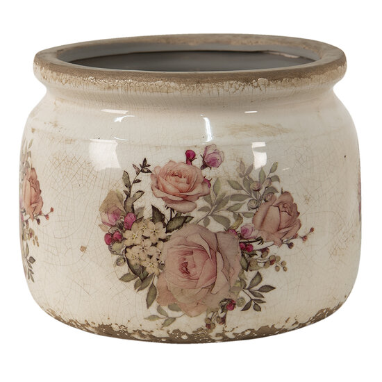 Clayre & Eef | Bloempot Binnen Beige Roze ø 20x15 cm | 6CE1419L