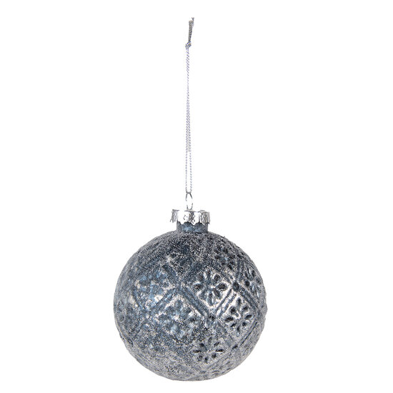 Clayre & Eef | Kerstballen set van 4 Blauw ø 8x8 cm | 6GL4108