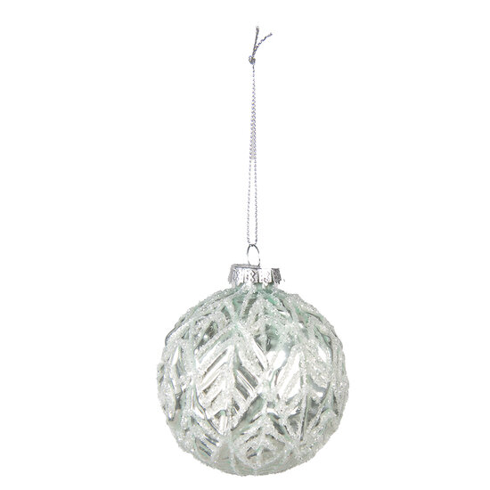 Clayre & Eef | Kerstballen set van 2 Groen Zilverkleurig ø 8x8 cm | 6GL4127