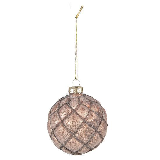 Clayre & Eef | Kerstballen set van 4 bruin ø 8x8 cm | 6GL4144