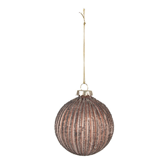 Clayre & Eef | Kerstballen set van 4 bruin ø 8x8 cm | 6GL4144