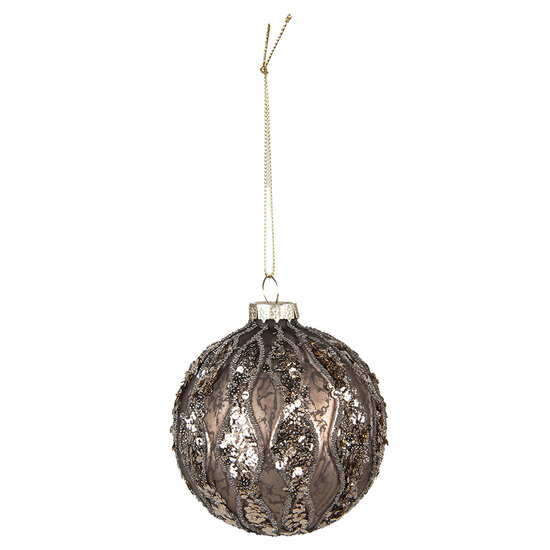Clayre & Eef | Kerstballen set van 4 Bruin ø 8x8 cm | 6GL4150