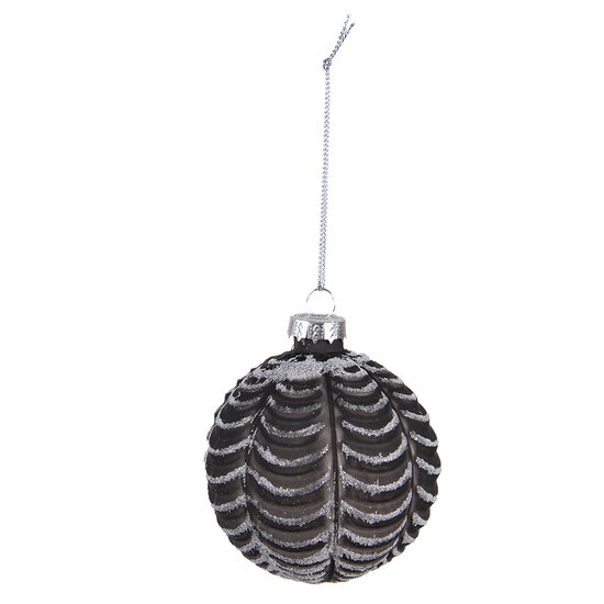 Clayre & Eef | Kerstballen set van 4 Zwart ø 8x8 cm | 6GL4154