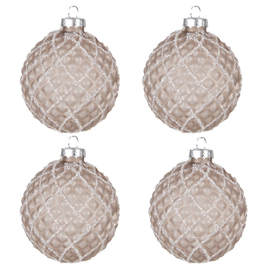 Clayre & Eef | Kerstballen set van 4 Bruin ø 8x8 cm | 6GL4158
