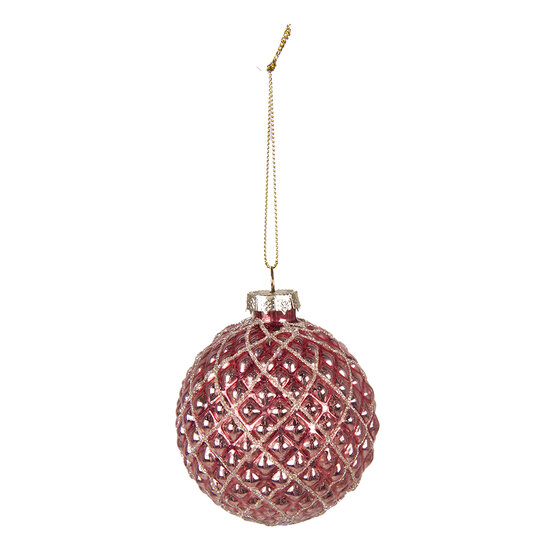 Clayre & Eef | Kerstballen set van 4 Rood ø 8x8 cm | 6GL4160