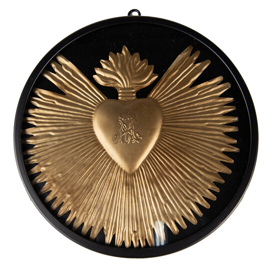 Clayre & Eef | Wanddecoratie Hart Goudkleurig ø 23x2 cm | 65176