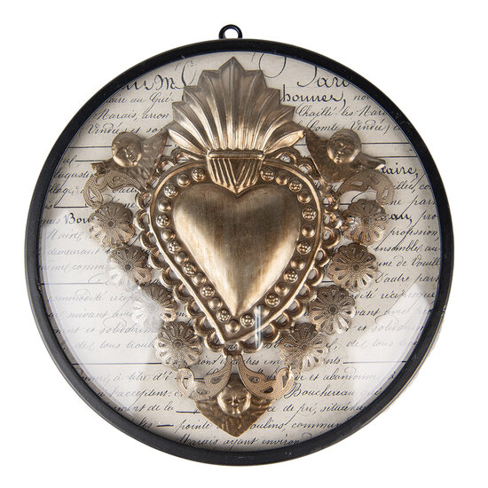 Clayre & Eef | Wanddecoratie Hart Goudkleurig ø 23x4 cm | 65177