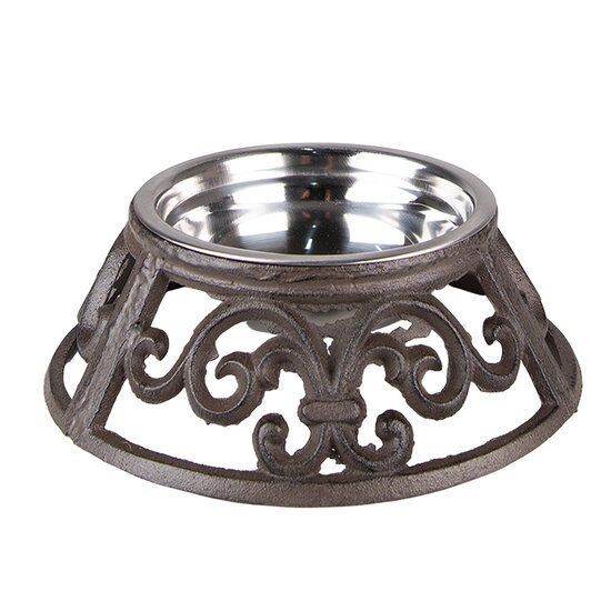 Clayre & Eef | Voerbak Hond Kat Bruin ø 23x7 cm / 435 ml | 6Y5302