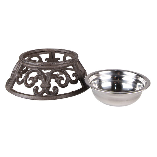 Clayre & Eef | Voerbak Hond Kat Bruin ø 23x7 cm / 435 ml | 6Y5302