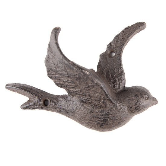 Clayre &amp; Eef   | Wandhaak Vogel Bruin 14x4x10 cm | 6Y5313