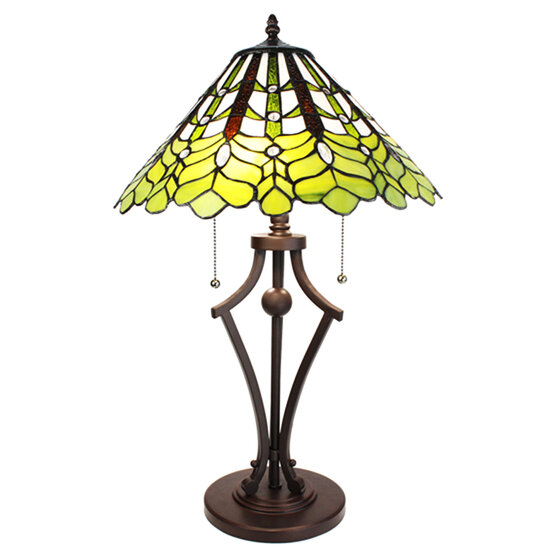 Clayre & Eef | Tiffany Tafellamp Groen ø 41x62 cm E27/max 2x60W | 5LL-6279