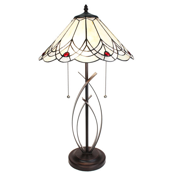Clayre & Eef | Tiffany Tafellamp Beige ø 39x69 cm E27/max 2x60W | 5LL-6283