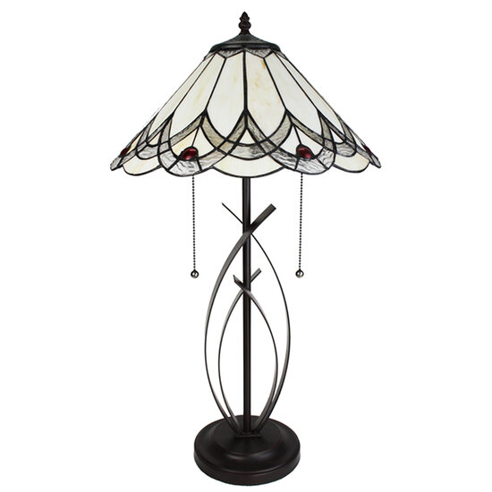Clayre & Eef | Tiffany Tafellamp Beige ø 39x69 cm E27/max 2x60W | 5LL-6283