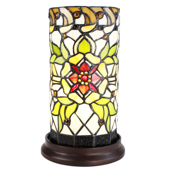 Clayre & Eef | Tiffany Tafellamp Beige, Groen, Rood ø 15x26 cm E14/max 1x40W | 5LL-6298