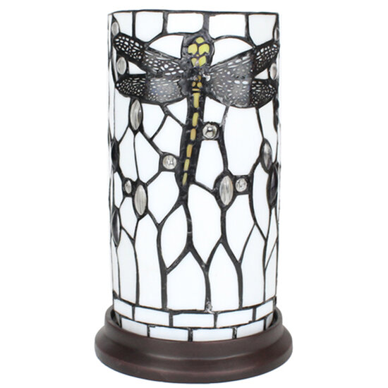 Clayre & Eef | Tiffany Tafellamp Wit, Grijs ø 15x26 cm E14/max 1x40W | 5LL-6302