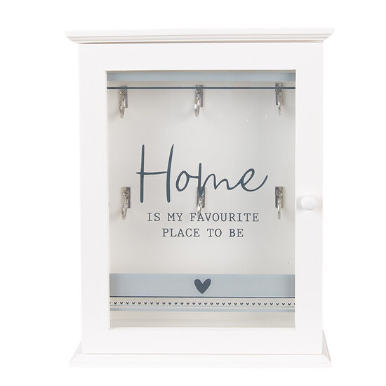 Clayre & Eef | Sleutelkastje Huisje Wit 20x6x27 cm | 6H2272