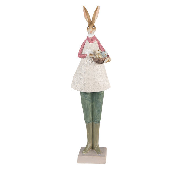 Clayre & Eef | Decoratie Beeld Konijn Beige Groen 9x7x36 cm | 6PR3610