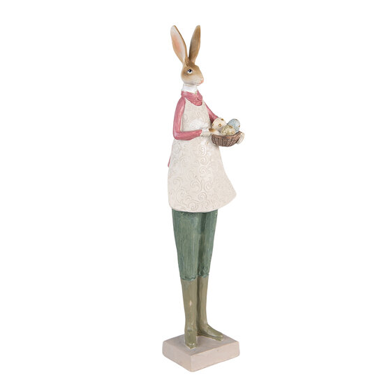 Clayre & Eef | Decoratie Beeld Konijn Beige Groen 9x7x36 cm | 6PR3610