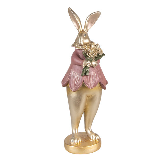 Clayre & Eef | Decoratie Beeld Konijn Goudkleurig 11x10x29 cm | 6PR3626