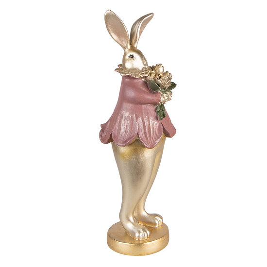 Clayre & Eef | Decoratie Beeld Konijn Goudkleurig 11x10x29 cm | 6PR3626
