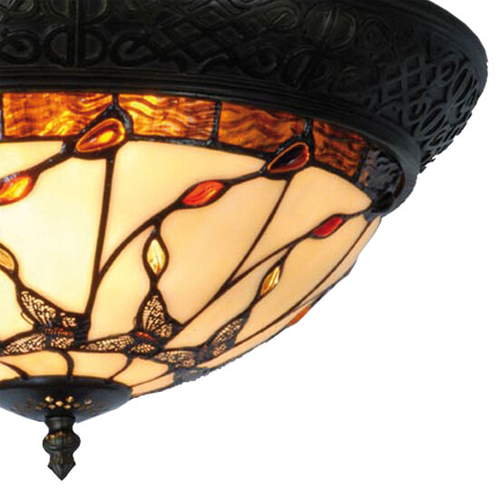 Clayre & Eef | Plafondlamp Tiffany Beige, Bruin ø 38x19 cm E14/max 2x40W | 5LL-5363