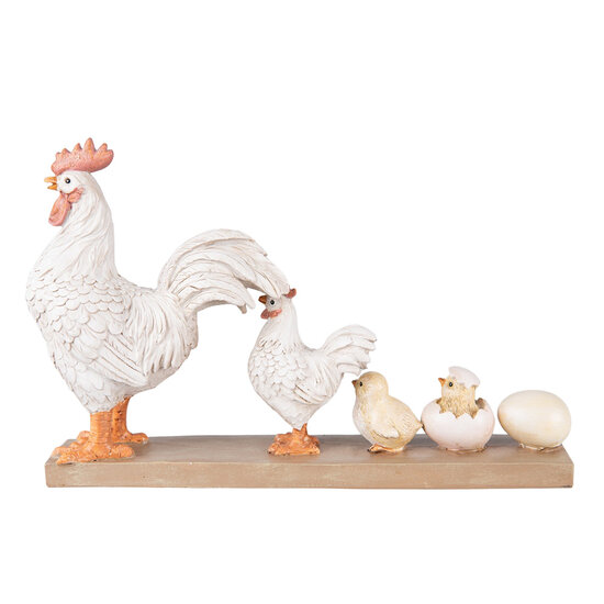 Clayre & Eef | Decoratie Beeld Kip Wit Bruin 34x8x21 cm | 6PR3828