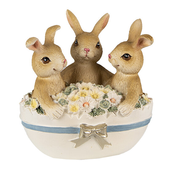 Clayre & Eef | Decoratie beeld Konijnen Bruin Beige 11x9x12 cm | 6PR3839