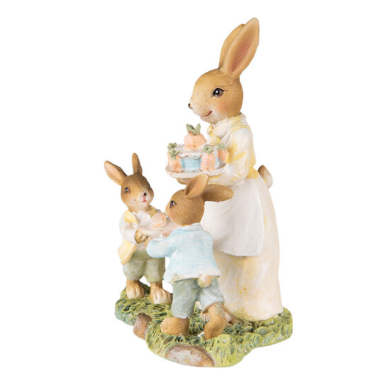 Clayre & Eef | Decoratie beeld Konijnen Geel Bruin 12x8x15 cm | 6PR3854