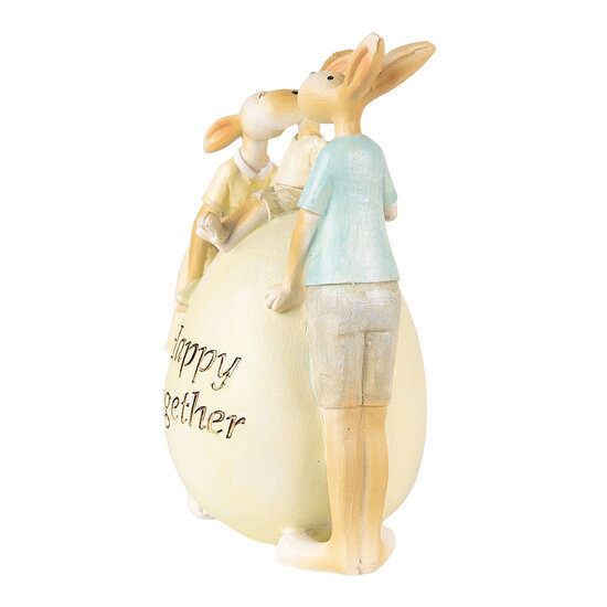 Clayre & Eef | Decoratie beeld Konijnen Groen Geel 13x9x17 cm | 6PR3856