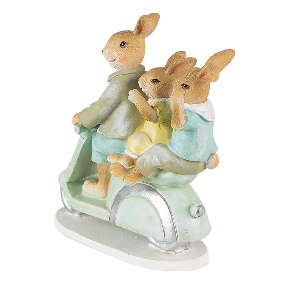 Clayre & Eef | Decoratie beeld Konijnen Groen Bruin 17x7x15 cm | 6PR3845