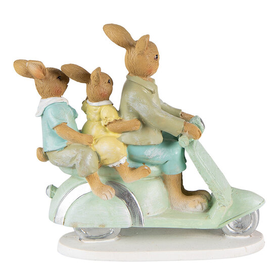 Clayre & Eef | Decoratie beeld Konijnen Groen Bruin 17x7x15 cm | 6PR3845