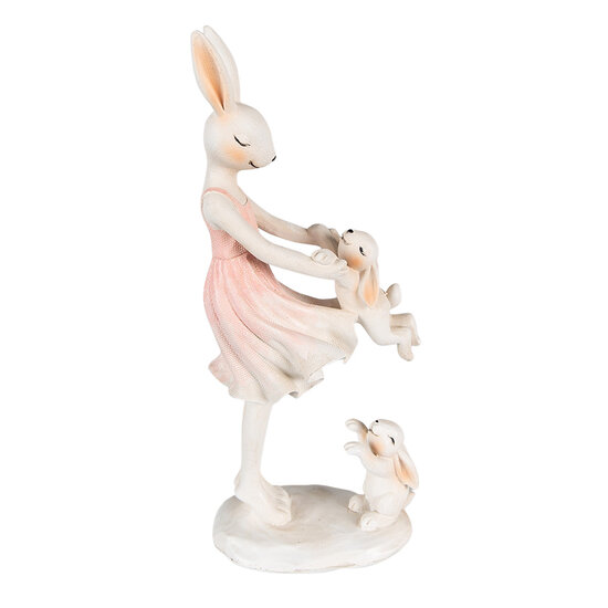 Clayre & Eef | Decoratie Konijn Roze, Beige 9x6x22 cm | 6PR3868