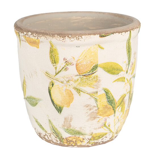 Clayre &amp; Eef   | Bloempot Binnen Geel, Beige &oslash; 14x13 cm | 6CE1532M