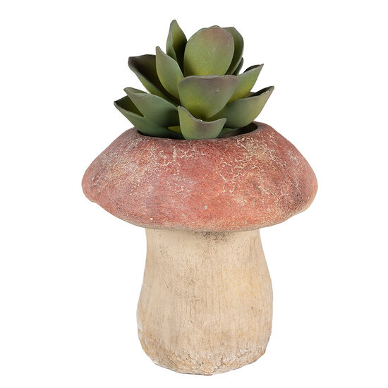 Clayre & Eef | Bloempot Paddenstoel Binnen Bruin Rood ø 21x23 cm | 6TE0460L