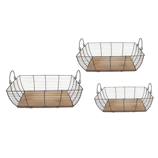 Clayre & Eef | Opbergmand Grijs 35x25x11 / 31x21x9 / 27x17x6 cm | 6Y5250