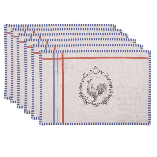 Clayre & Eef | Placemats Set van 6 Beige 48x33 cm | DFR40