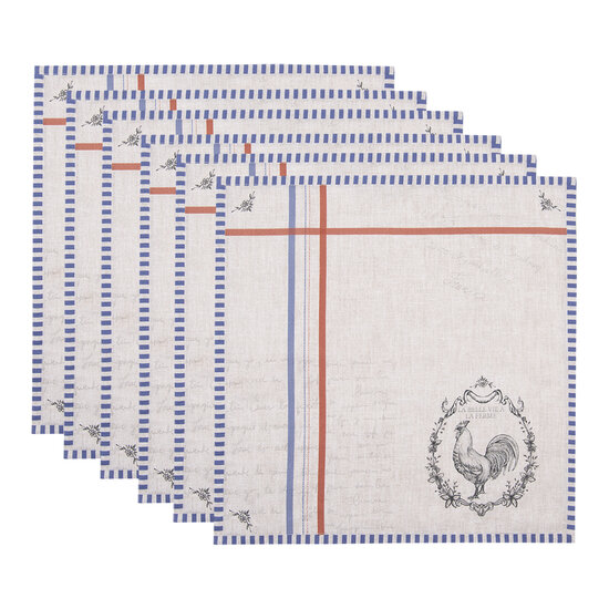Clayre & Eef | Servetten Katoen Set van 6 Beige 40x40 cm | DFR43