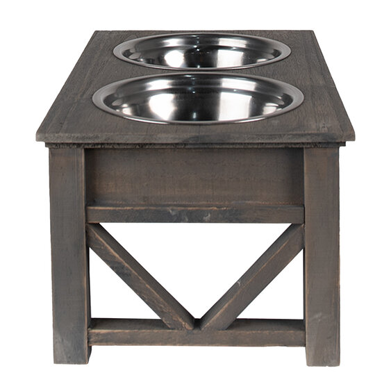 Clayre & Eef | Voerbak Hond Kat Grijs 40x22x18 cm / 2x500 ml | 6H2268