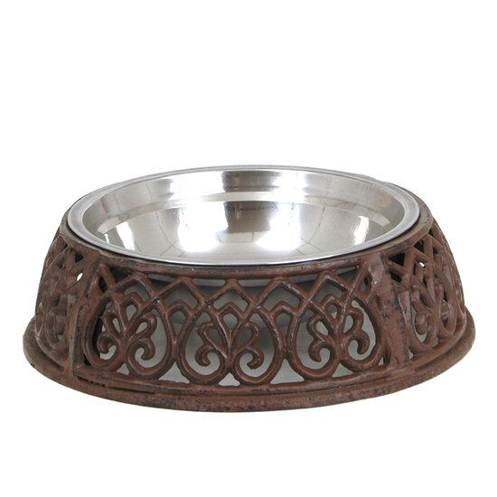 Clayre & Eef | Voerbak Hond Kat Bruin ø 27x8 cm / 800 ml | W40032