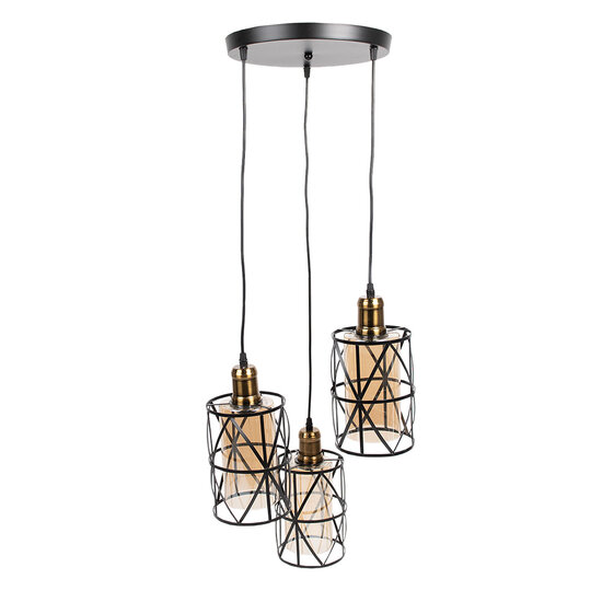 Clayre & Eef | Hanglamp Zwart ø 35x110 cm / E27/max 3x40W | 6LMP756