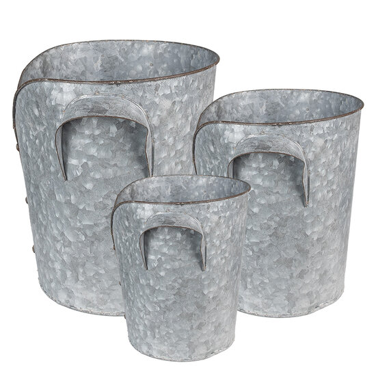 Clayre & Eef | Planthouder Grijs ø 25x28 / ø 21x24 / ø 17x20 cm | 6Y4873