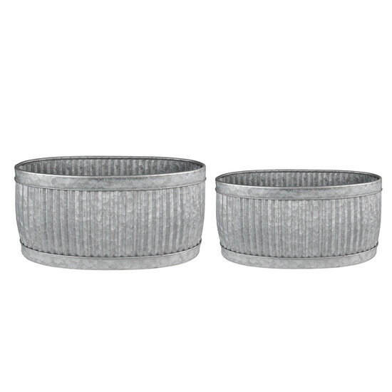 Clayre & Eef | Decoratie Zinken Teil Set van 2 Grijs 52x25x26 / 48x21x23 cm | 6Y4886