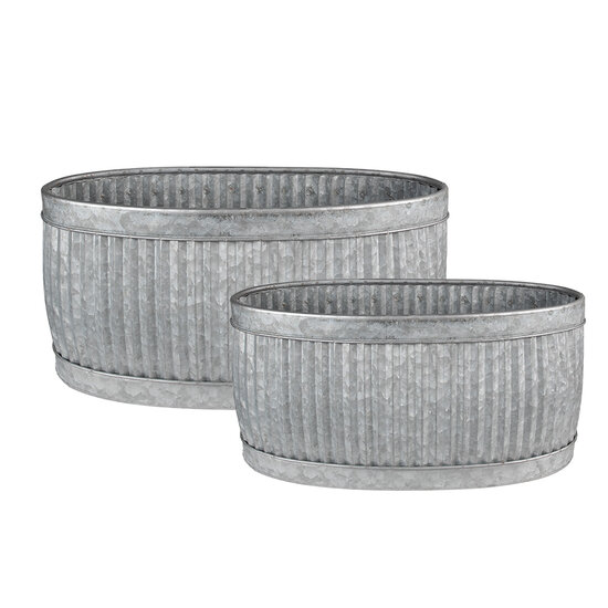 Clayre & Eef | Decoratie Zinken Teil Set van 2 Grijs 52x25x26 / 48x21x23 cm | 6Y4886