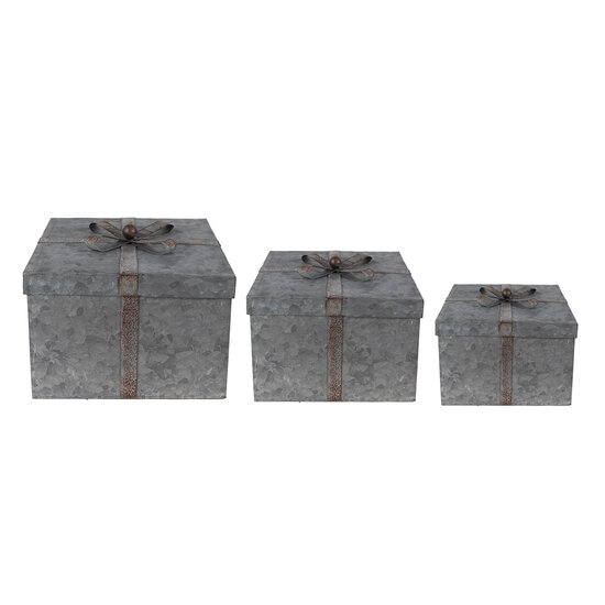 Clayre & Eef | Opbergdoos Grijs 24x24x18 / 20x20x15 / 16x16x12 cm | 6Y4891
