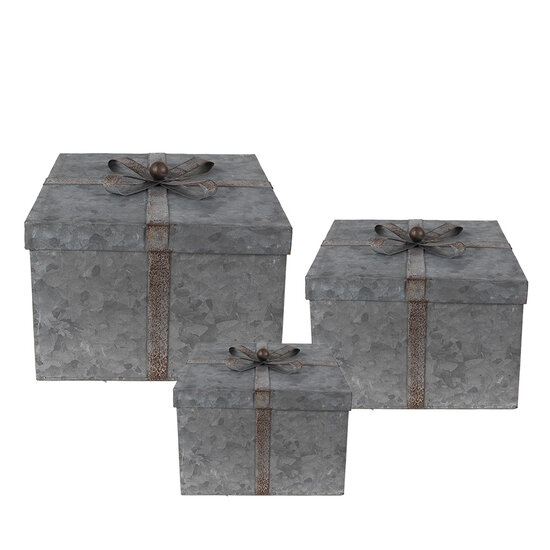 Clayre & Eef | Opbergdoos Grijs 24x24x18 / 20x20x15 / 16x16x12 cm | 6Y4891