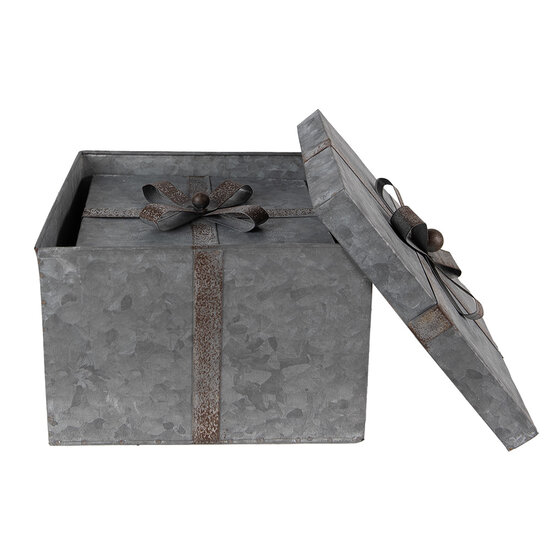 Clayre & Eef | Opbergdoos Grijs 24x24x18 / 20x20x15 / 16x16x12 cm | 6Y4891