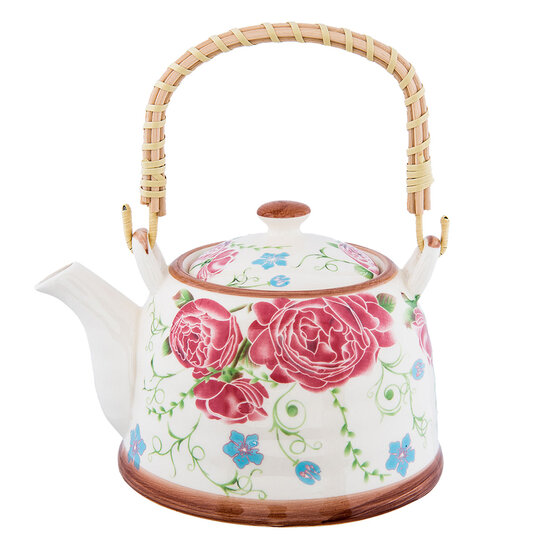 Clayre & Eef | Theepot met Filter Meerkleurig 18x14x12 cm / 700 ml | 6CETE0020