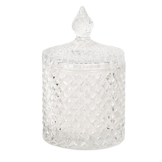 Clayre & Eef | Bonbonniere met deksel Transparant ø 8x13 cm | 6GL2839